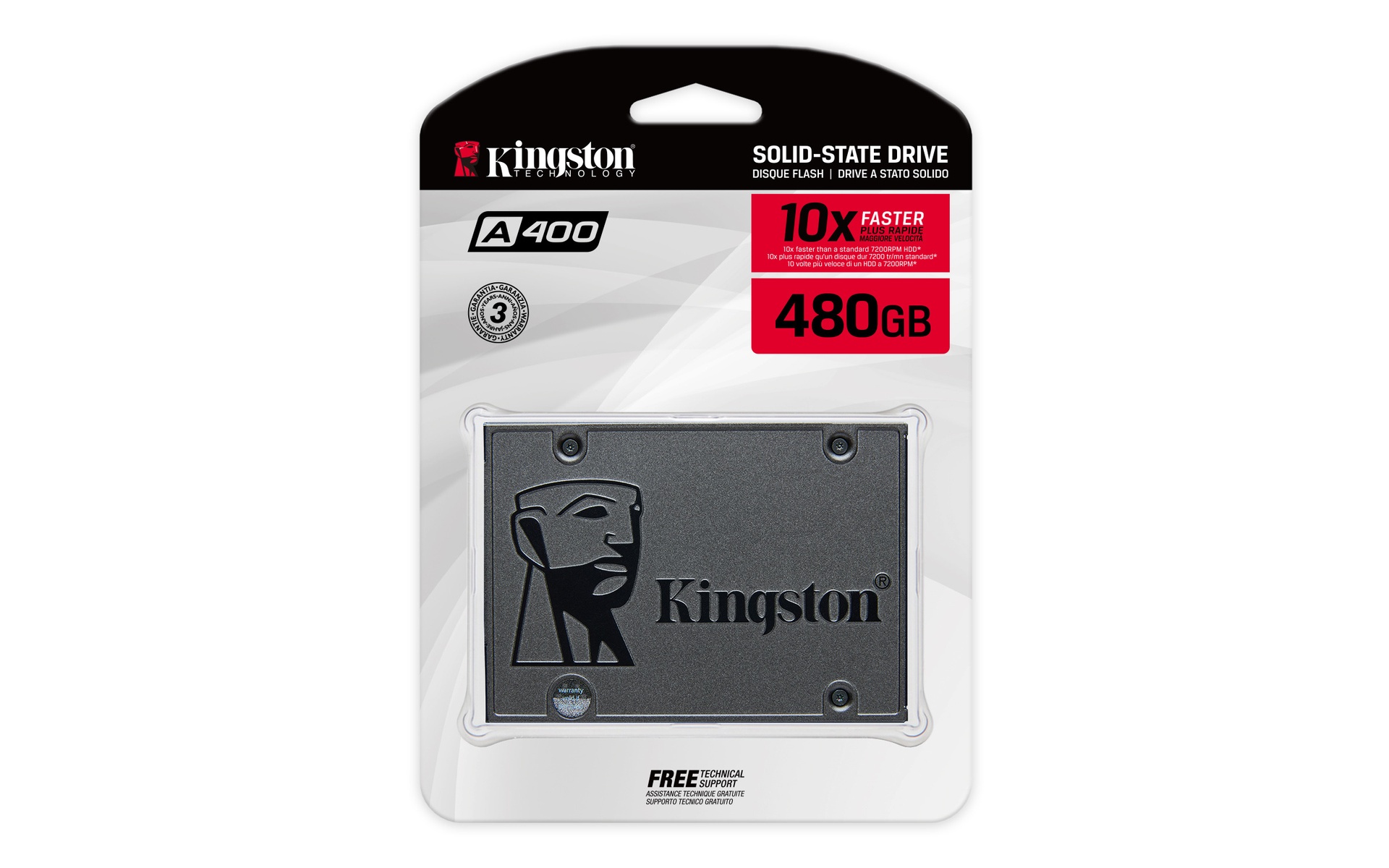 Kingston 480GB A400 SATA3 2.5 SSD (7mm height) AZERTY BE — miniatuur 3