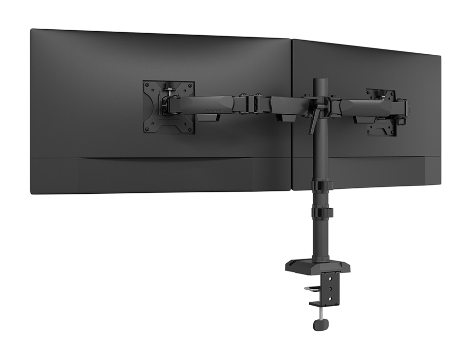 Neomounts NERO Double Flat Screen Desk Mount (phone holder+Quick-fix clamp/grommet) — miniatuur 3
