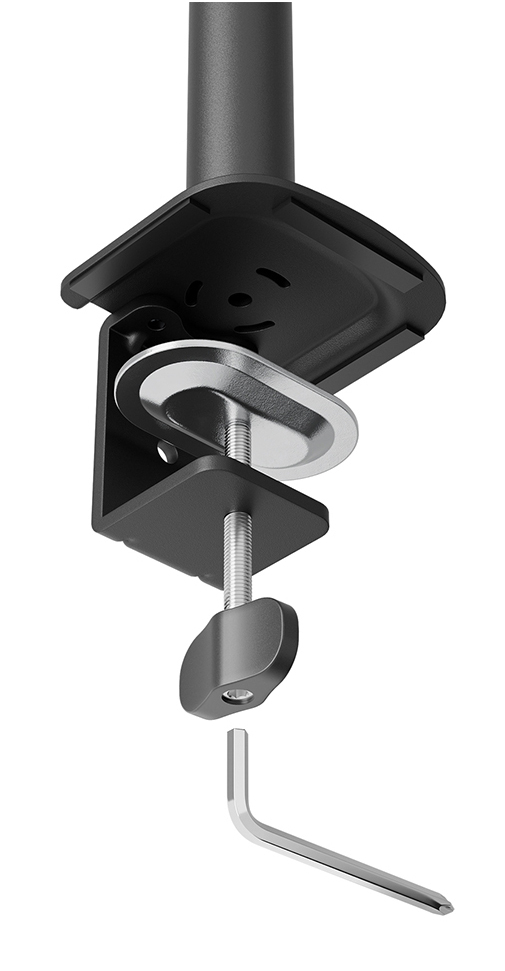 Neomounts NERO Double Flat Screen Desk Mount (phone holder+Quick-fix clamp/grommet) — miniatuur 4
