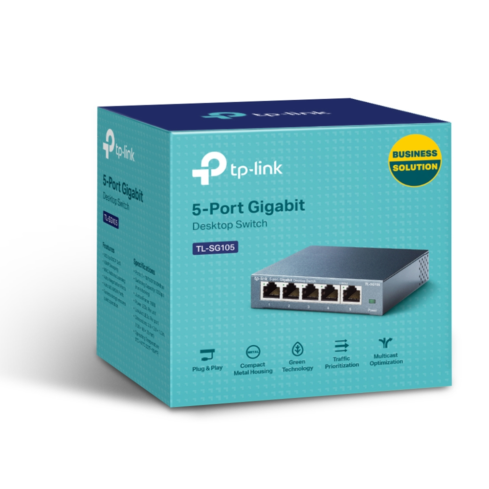 TP-Link TL-SG105 5-port Metal Gigabit Switch 5 10/100/1000M RJ45 ports supports GMP Snooping IEEE 802.1p QoS Plug & Play metal case — miniatuur 3