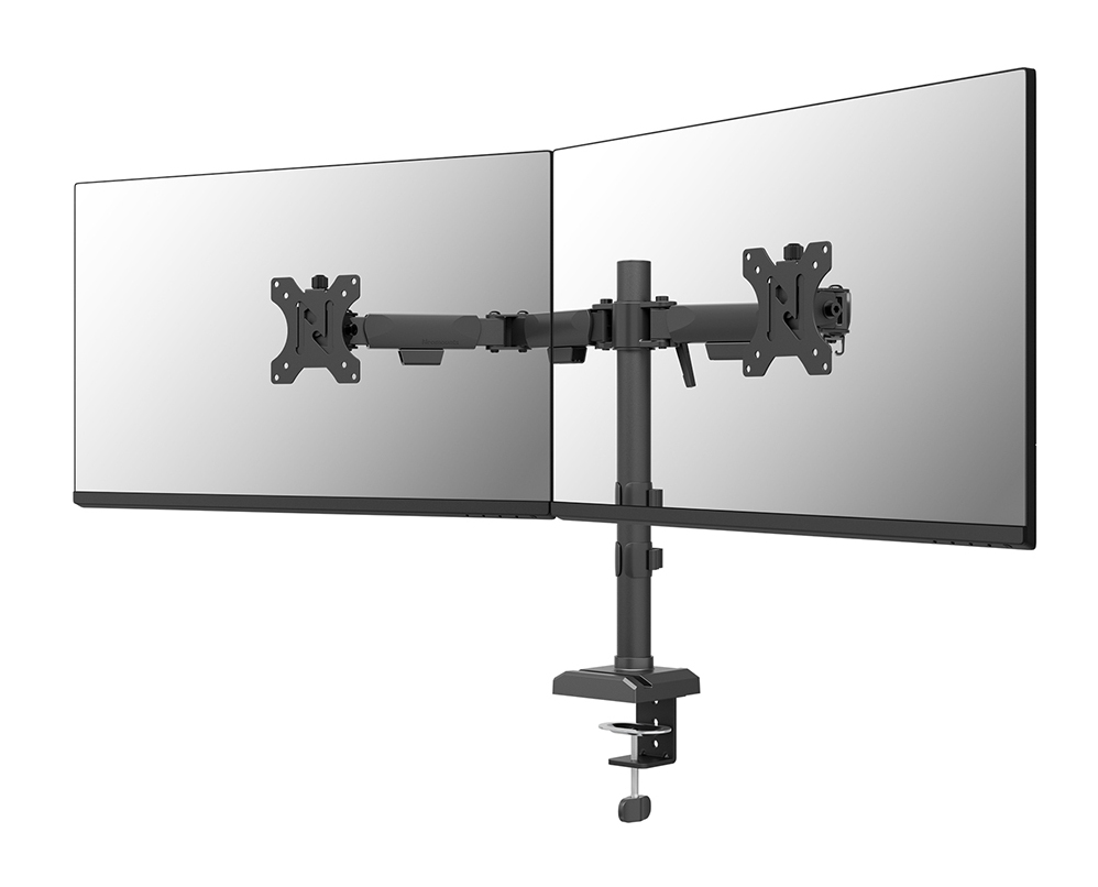Neomounts NERO Double Flat Screen Desk Mount (phone holder+Quick-fix clamp/grommet)